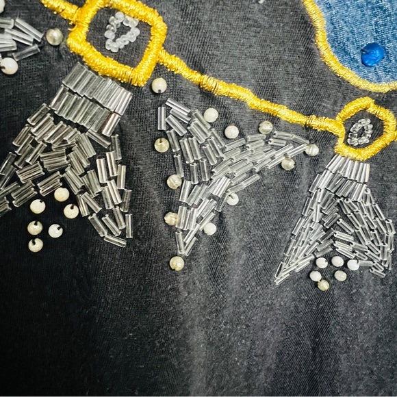 VTG Western Connection Embroidered Top Gray SZ M Beaded Retro Boho Hipster - Picture 6 of 11